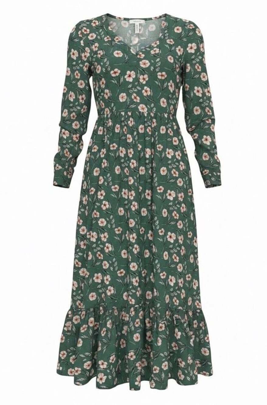Maeve x Anthropologie Green Floral Long Sleeve Maxi Dress Size Small